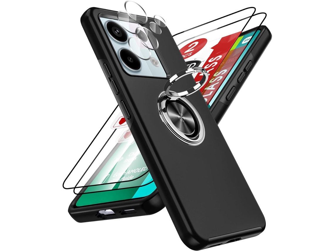 Capa Note Proteção Antichoque Para Xiaomi Redmi Note 13 Pro 5g/xiaomi Poco X6 5g Hongwe. Com Anel De Suporte Verde