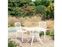 Vidaxl 3 Pcs Conjunto Bistrô Alumínio Fundido Branco