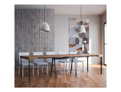 Mesa de jantar com console extensível em madeira 90x40-300cm Banco Oak