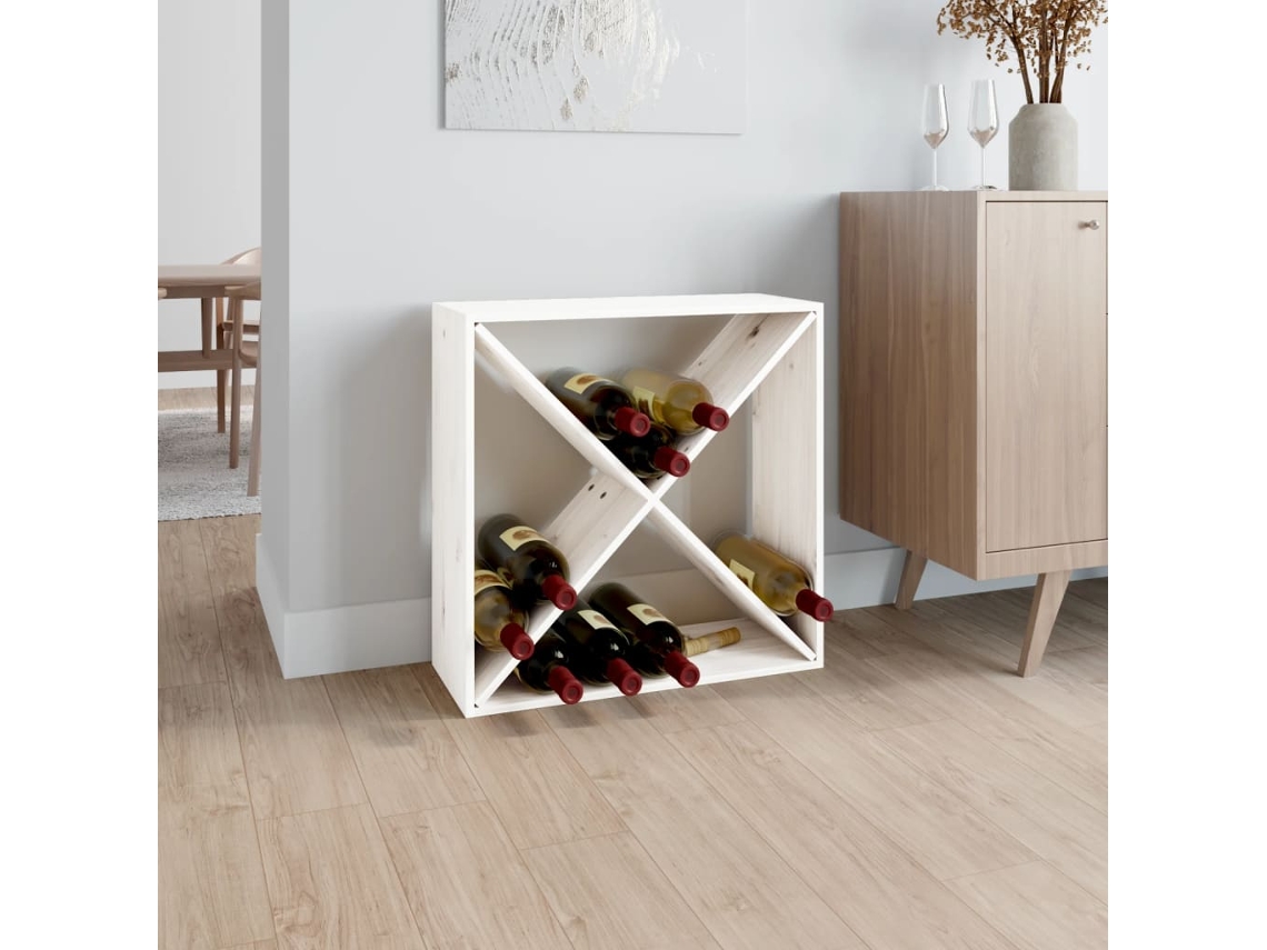Vidaxl Garrafeira 62x25x62 Cm Madeira De Pinho Maciça Branco