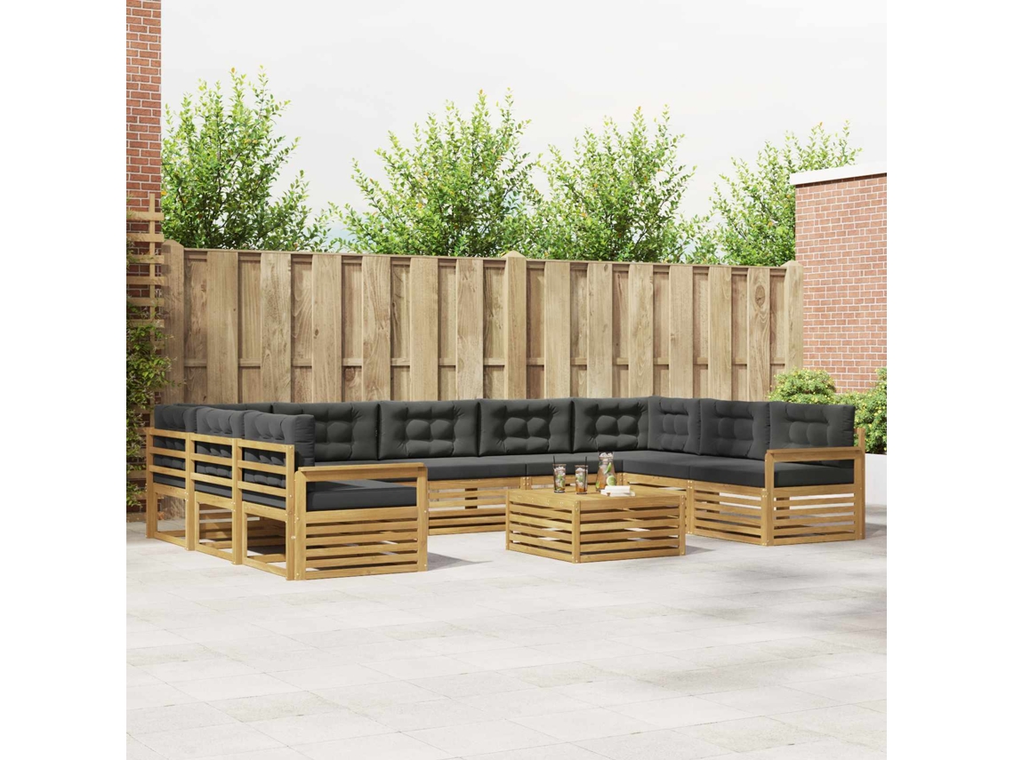 Vidaxl Conjunto De Sofás Para Exterior 10 Unid. Branco E Antracite