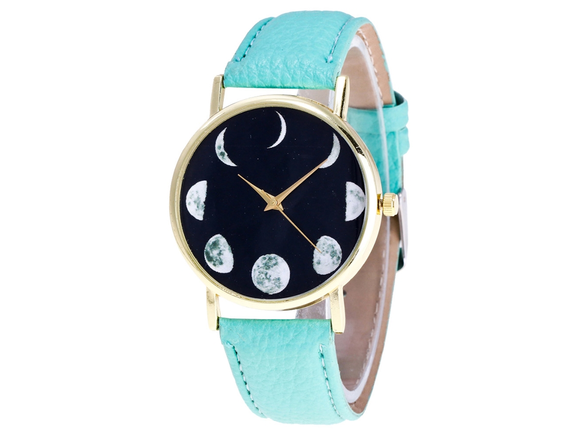 Relógio De Quartzo Com Pulseira De Couro Pu Para Casais, Mostrador Casual E Simples (menta)