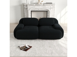 Sofá Loveseat 82'' - Sofá Modular Em Veludo Cotelê Com Braços Curvos E Base Antiderrapante - Preto