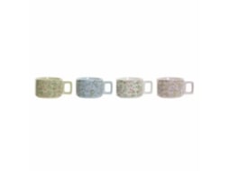 Conjunto De Chávenas De Café Dkd Home Decor Azul Cor De Rosa Metal Verde Bloemen Dolomite (13 X 9,5 X 6,5 Cm) (4 Pcs) (260 Ml)