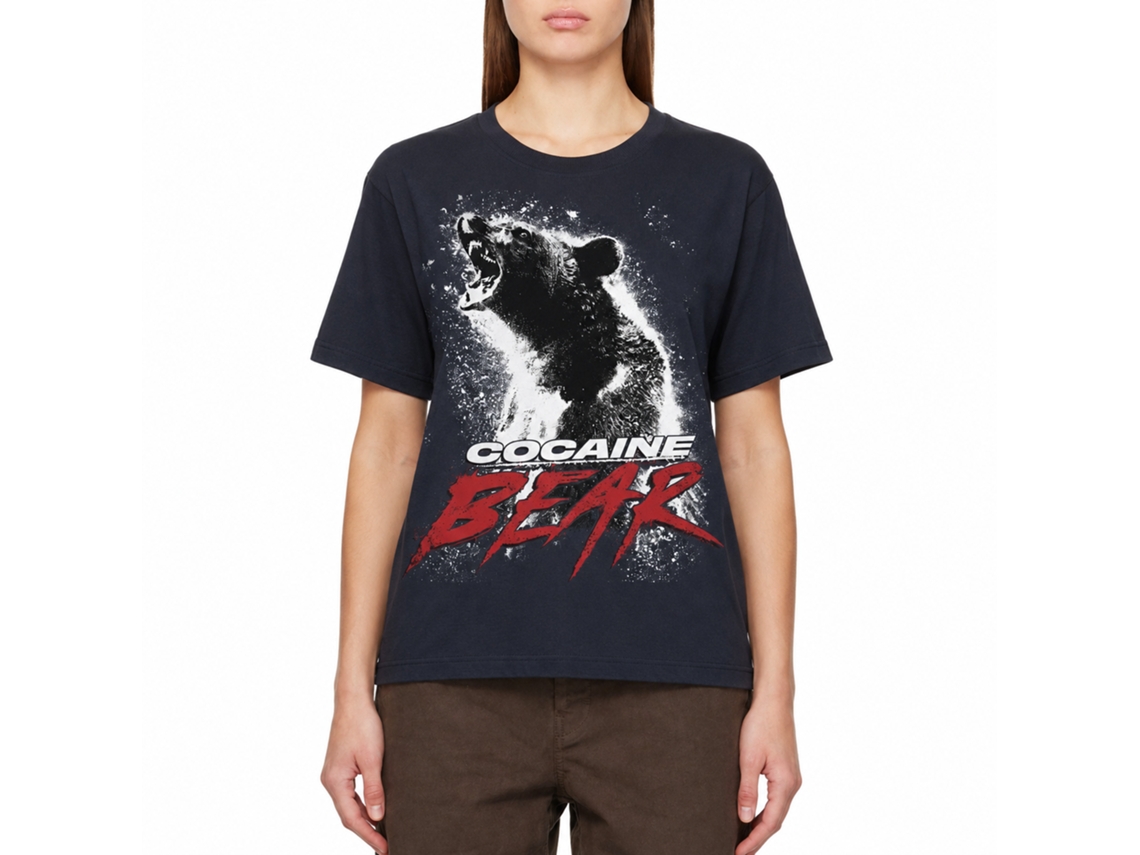 Rockinstone Cocaine Bear Movie Poster Light Navy Adult T-shirt Size:xxl