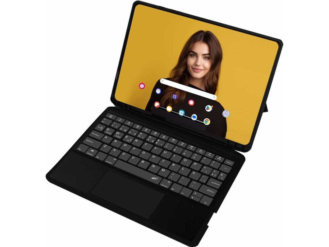 Capa MILENIO para Samsung Galaxy Tab A9+ 11'' com Bluetooth - Touchpad - Teclado em Espanhol (Preto)