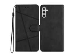 Capa Tipo Carteira Para Samsung Galaxy M36 5g Com Estampa De Pele Sensível Ao Toque E Flip Preta