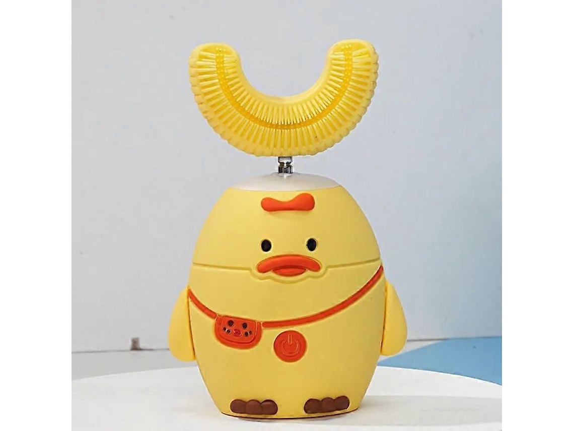 Escova de Dentes Elétrica Sônica Infantil Automática em Formato U com Ponta Silicone e Design Desenho Animado Dentes. GOKOCO