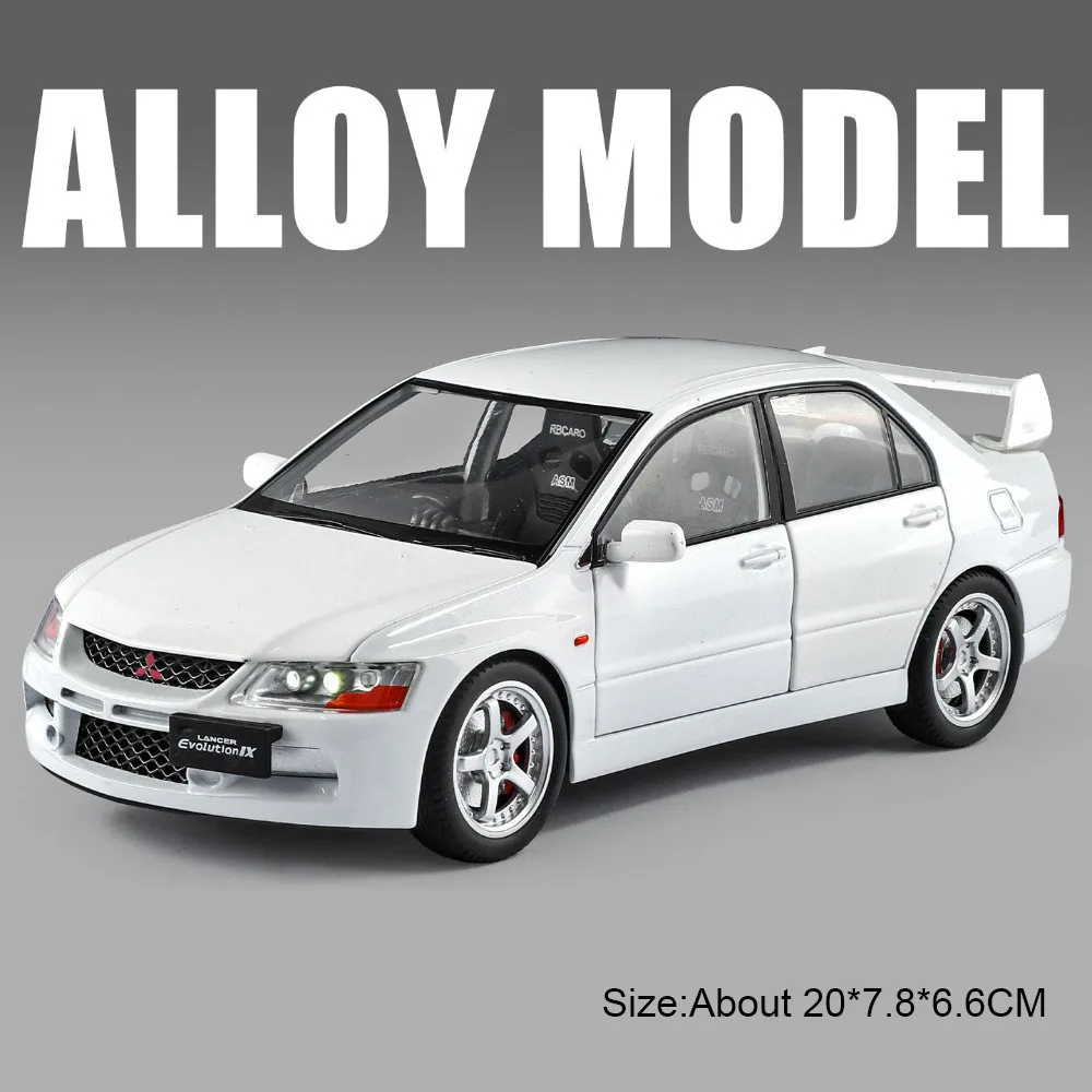 (evo9 Branco) Miniatura De Carro Em Escala 1:24 Com Funções De Som E Luz.