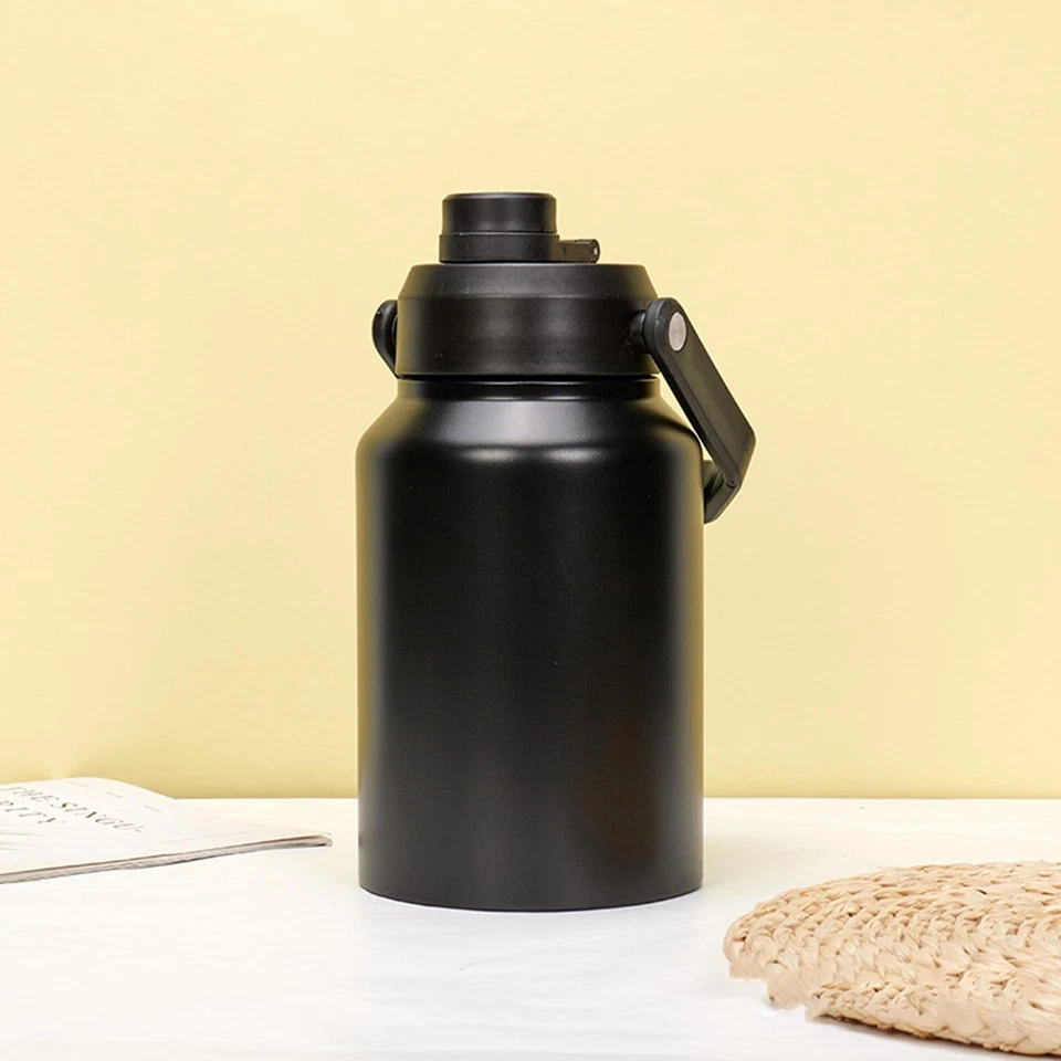 Garrafa De Água Com Isolamento Térmico De Aço Inoxidável Para Gelo E Água A Vácuo, 64 Oz Galões Preta SUNNY SPACES