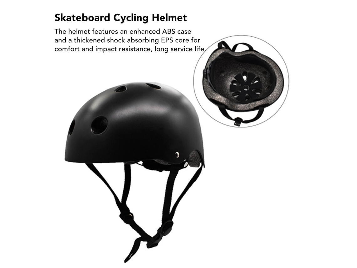 Capacete De Skateboard E Ciclismo Para Crianças Ajustável Abs Eps Seguro Preto Tamanho L