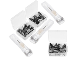 Dispensador de Clipes Metálicos Healeved, Fácil Usar, em Plástico e Metal, Reutilizável, com 3 Conjuntos Refil