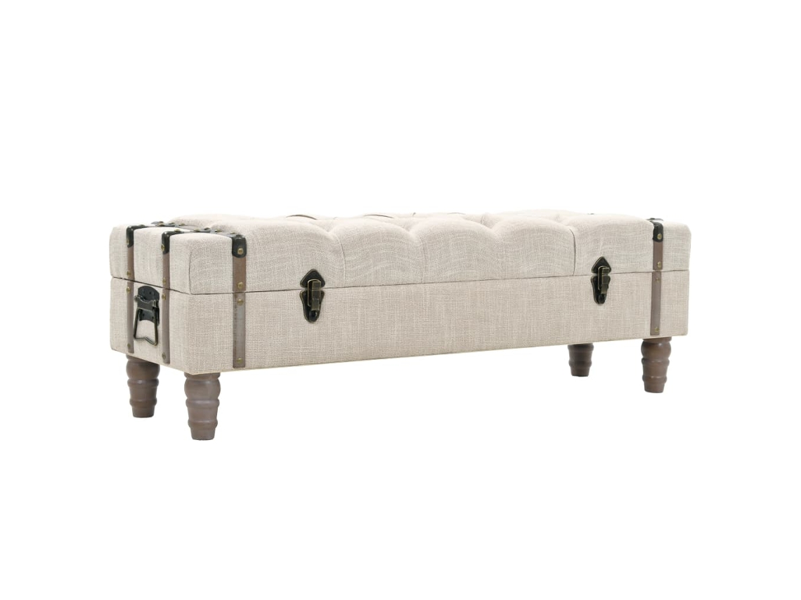 Vidaxl Banco De Arrumação Madeira Maciça E Aço 111x34x37 Cm
