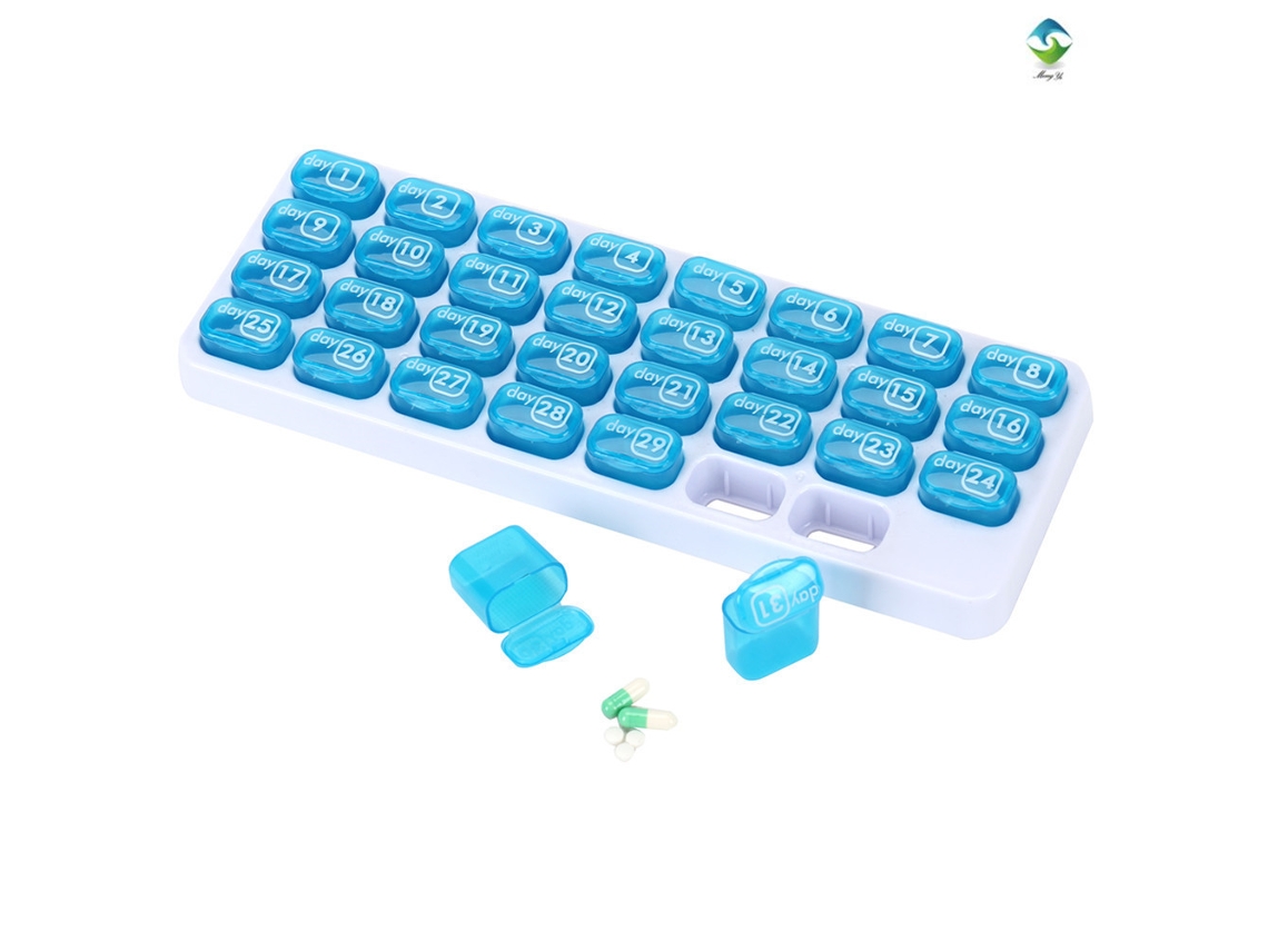Organizador De Comprimidos Mensal Portátil Para 31 Dias, Ideal Medicamentos E Vitaminas Uso Diário. Aquaforge