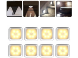 Luz Noturna Led Com Sensor De Movimento, 8 Leds Brancos Quentes, Lâmpada Magnética Sem Fio A Bateria Para Armário, Escadas, Corredor, Banheiro