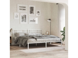 Vidaxl Estrutura de Cama com Cabeceira 193x203 Cm Metal Branco