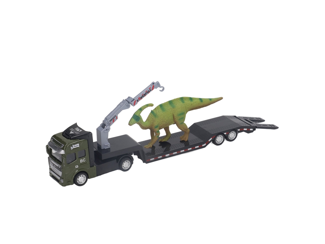 Caminhão de Transporte de Dinossauros ATS 1:50 em Liga Metálica de Alta Qualidade, Brinquedo para Crianças - Parasaurolophus