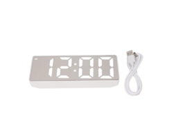 Relógio Digital Com Alarme E Tela Led Espelho Display De Temperatura Decorativo Branco Para Casa E Quarto