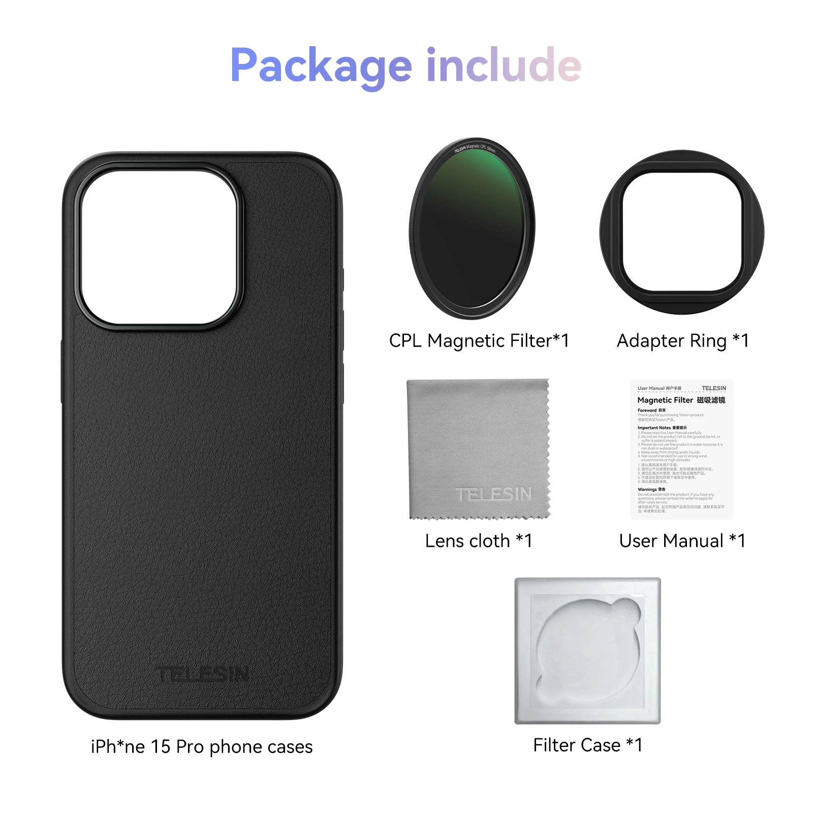 Filtro De Lente Cpl Para Iphone 15 Pro - Com Case Protector Para Acessórios Iphone