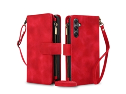Capa Para Samsung Galaxy S25 Slot Cartão Slot Notas Rfid Vermelho Czhhmart