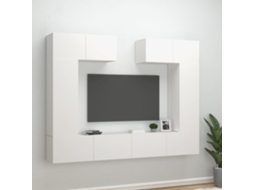 Vidaxl Conjunto Móveis De Tv 6 Pcs Madeira Processada Branco