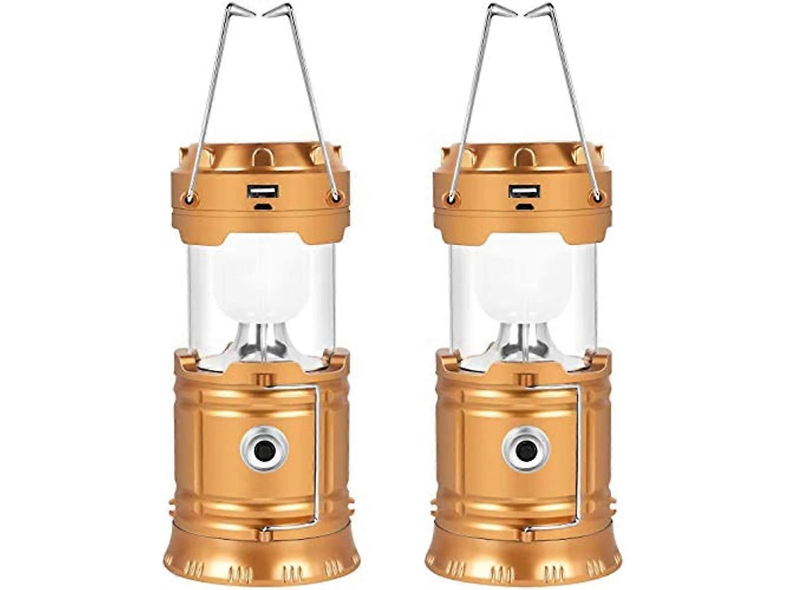Luzes Solares Para Acampamento Lelesta , Carregamento Direto Por Usb, Leds Ultra Brilhantes, Dobráveis, À Prova Dágua. Olysi Shop (pacote Com 2)