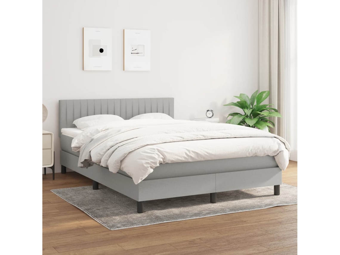 Vidaxl Cama com Molas/colchão 140x190 Cm Tecido Cinzento claro