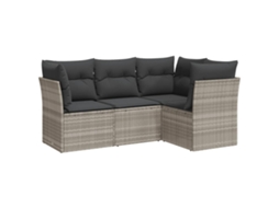 Conjunto de 4 Sofás Jardim com Almofadões Vime Pe Cinzento Claro MAISON EXCLUSIVE (4 pcs)
