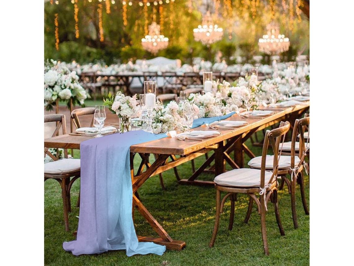 Corredor De Toalha De Mesa, Estilo Europeu, Chiffon Degradê, Eoocoo