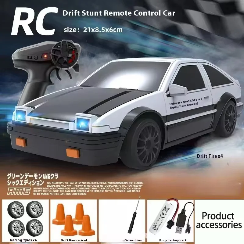 (preto E Prata) Carro De Drift Com Controle Remoto 4x4, Alta Velocidade Com Luzes De Led, Controle Remoto 2.4g