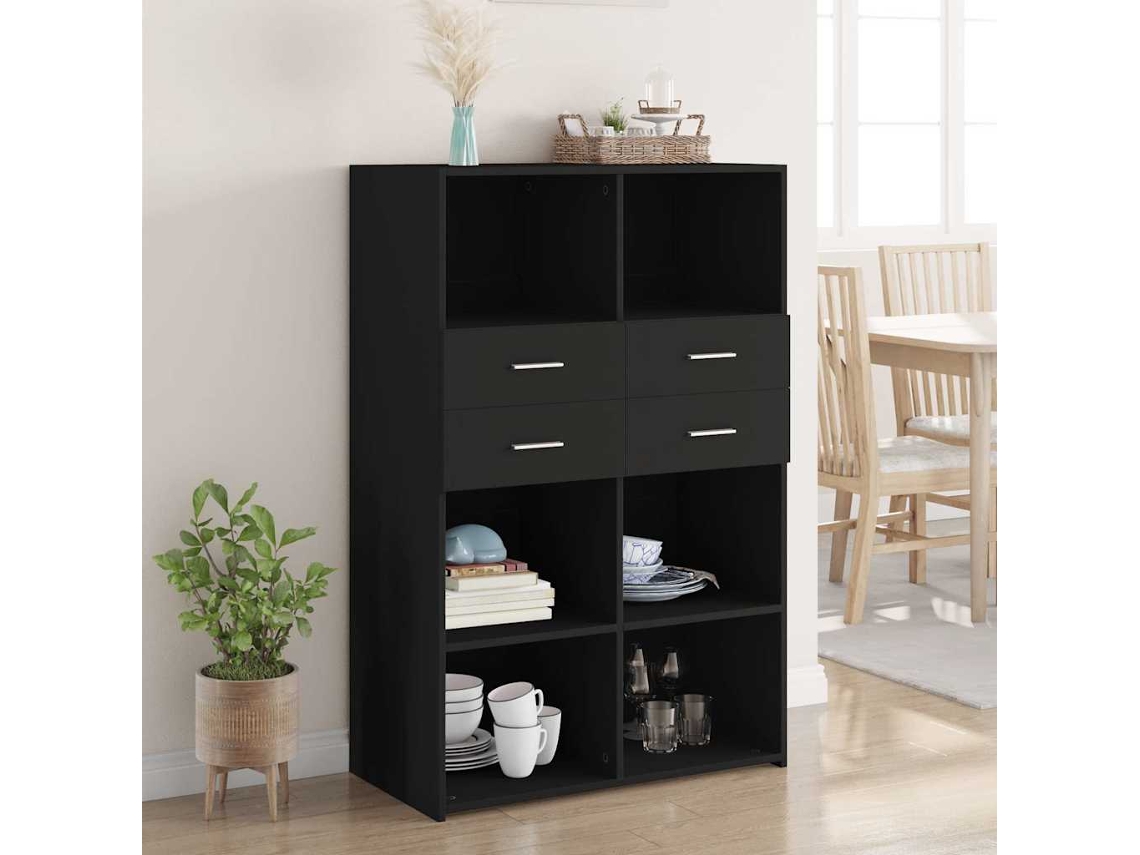 Vidaxl Armário Alto 80x42,5x124 Cm Derivados De Madeira Preto