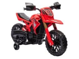 Motocicleta de Elétrica Motocross para Crianças de 3 a 8 Anos, Bateria 6v, 2 Motores, Buzina e Rodinhas de Treinamento, Carga 30kg, Vermelha