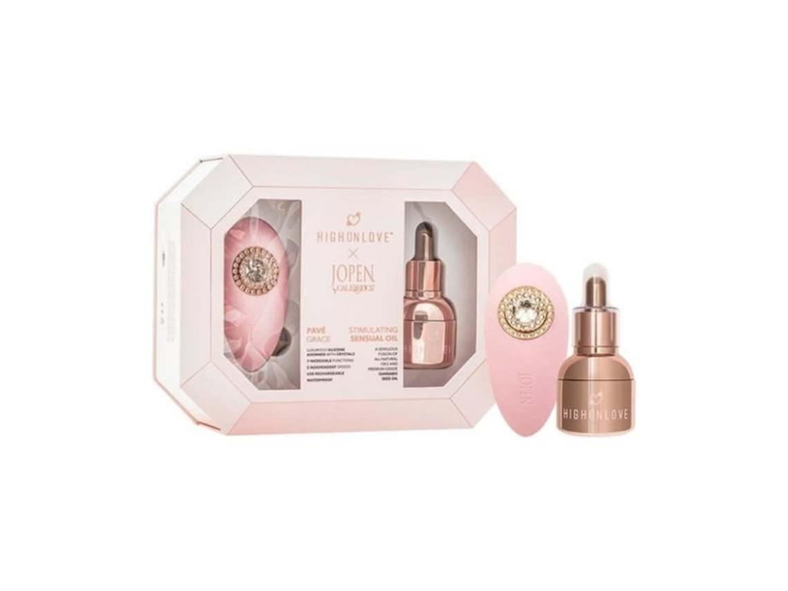 Vibrador E Óleo Estimulante - Highonlove - Jopen Palm - Óleos Naturais - Rosa - 30 Ml