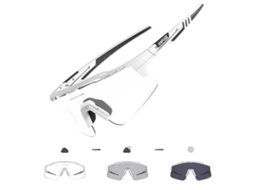Óculos De Ciclismo Fotocromáticos Uv400 (estilo 1 Branco), Com Lentes Fotocromáticas E Proteção Uv.