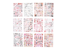 12 Folhas Adesivos De Unhas Com Padrões De Lábios Autoadesivos Para Decoração De Unhas Artísticos Diy