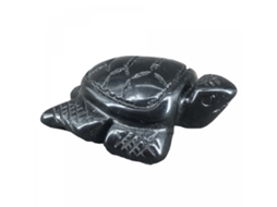Estátua de Tartaruga em Cristal Obsidiana Negra, 5 Cm, Pedra Natural Esculpida para Cura na Palma da Mão. Decoração Casa BRILVIBERA