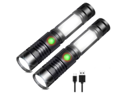 Tochas Led Recarregáveis Incluindo Bateria De 2500 Mah Mini Tochas Magnéticas Super Brilhantes Táticas Pacote Com 2 Pretas Yunzii