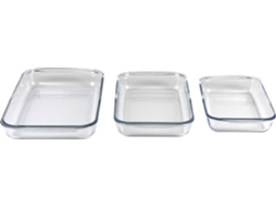 Conjunto De 3 Fontes Retangulares De Vidro Borosilicato Modelo Baritina 1600Ml-2200Ml-3000Ml