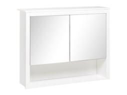 Armário de Parede Casa de Banho Mdf, Melamina de Madeira e Vidro Cor Branco 80x20x65 cm Homcom