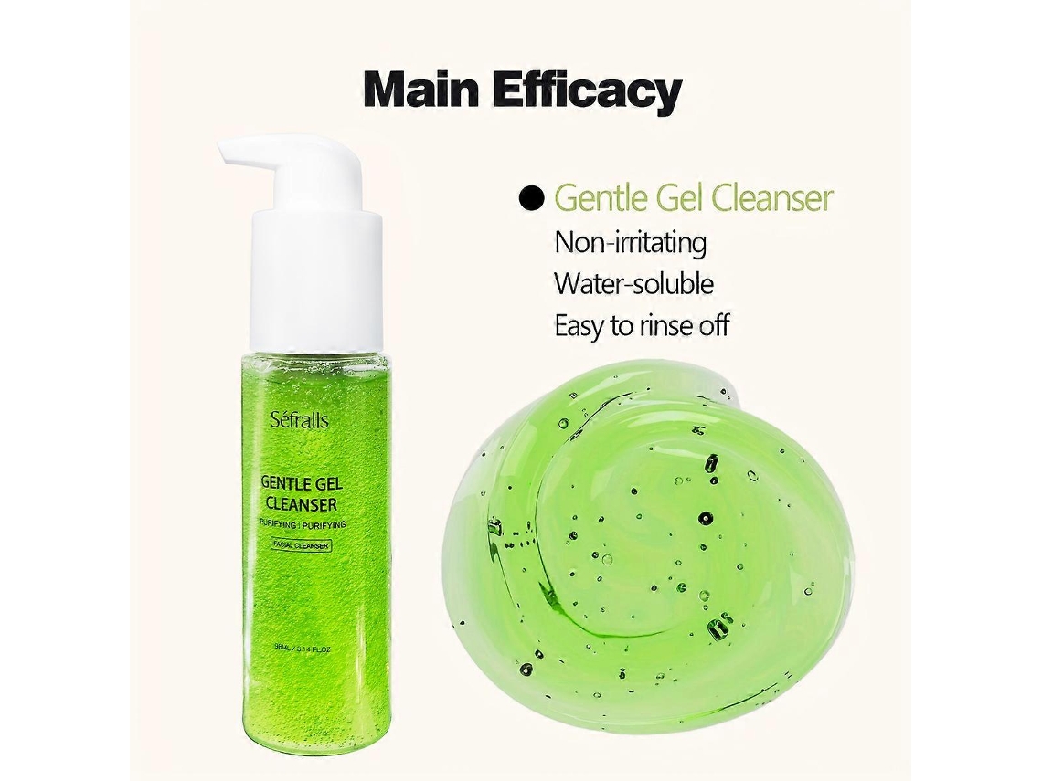 Gel De Limpeza Refrescante Com Aloe Vera: Suave, Não Irritante, Limpa O Rosto Profundamente E Controla A Oleosidade.