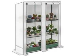 Estufa Externa com Telhado Inclinado, 3 Prateleiras, 2 Portas, estrutura de Aço 144x48x152cm Branco BTFORUS