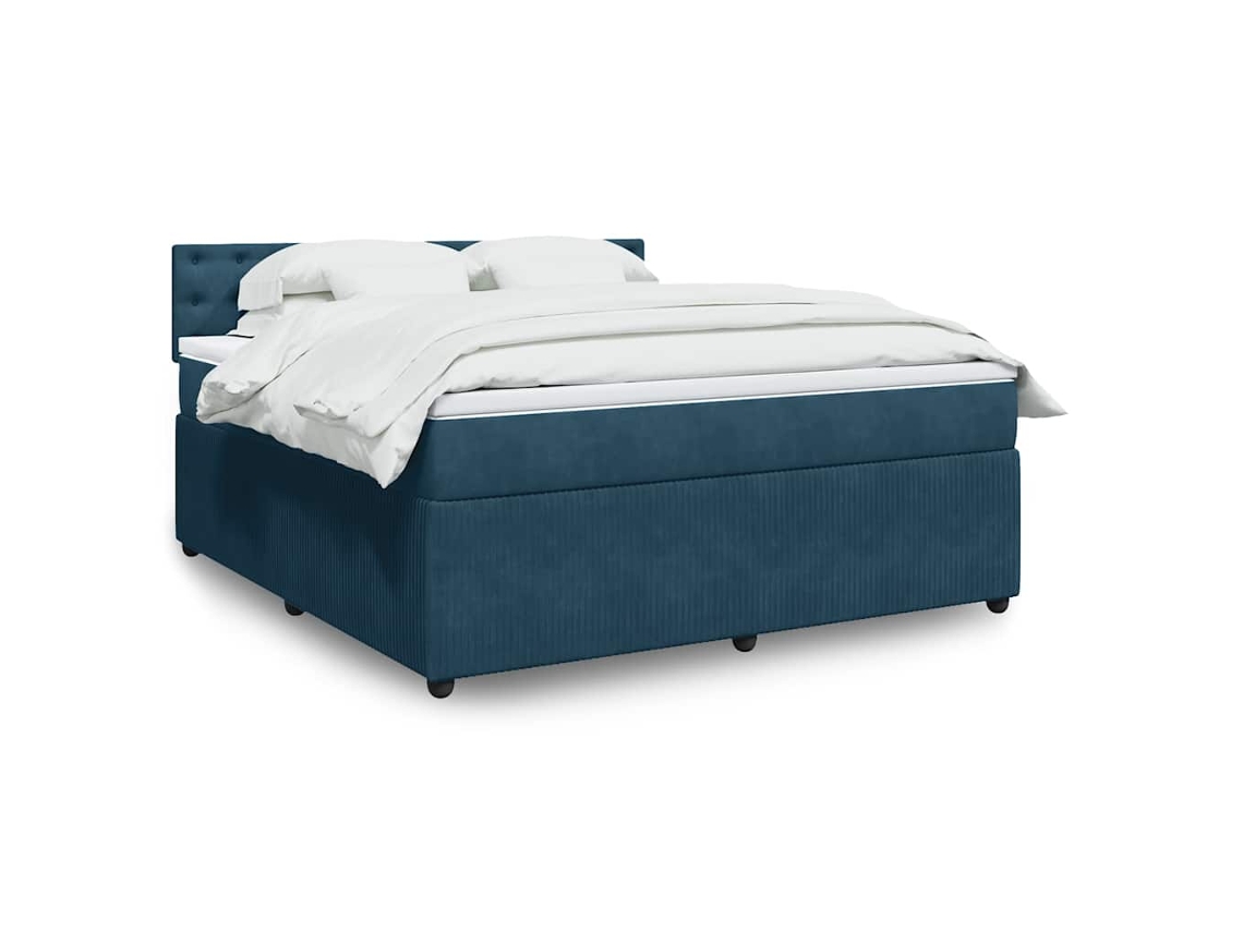 Vidaxl Cama Com Molas/colchão 180x200 Cm Veludo Azul