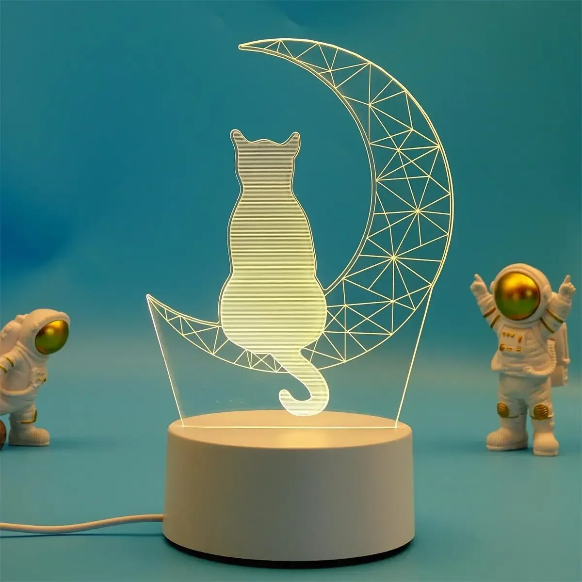 Luminária Noturna Led Usb 3d em Acrílico , Ideal para Decoração de Casa e Quarto. MDUG (3 Cores)