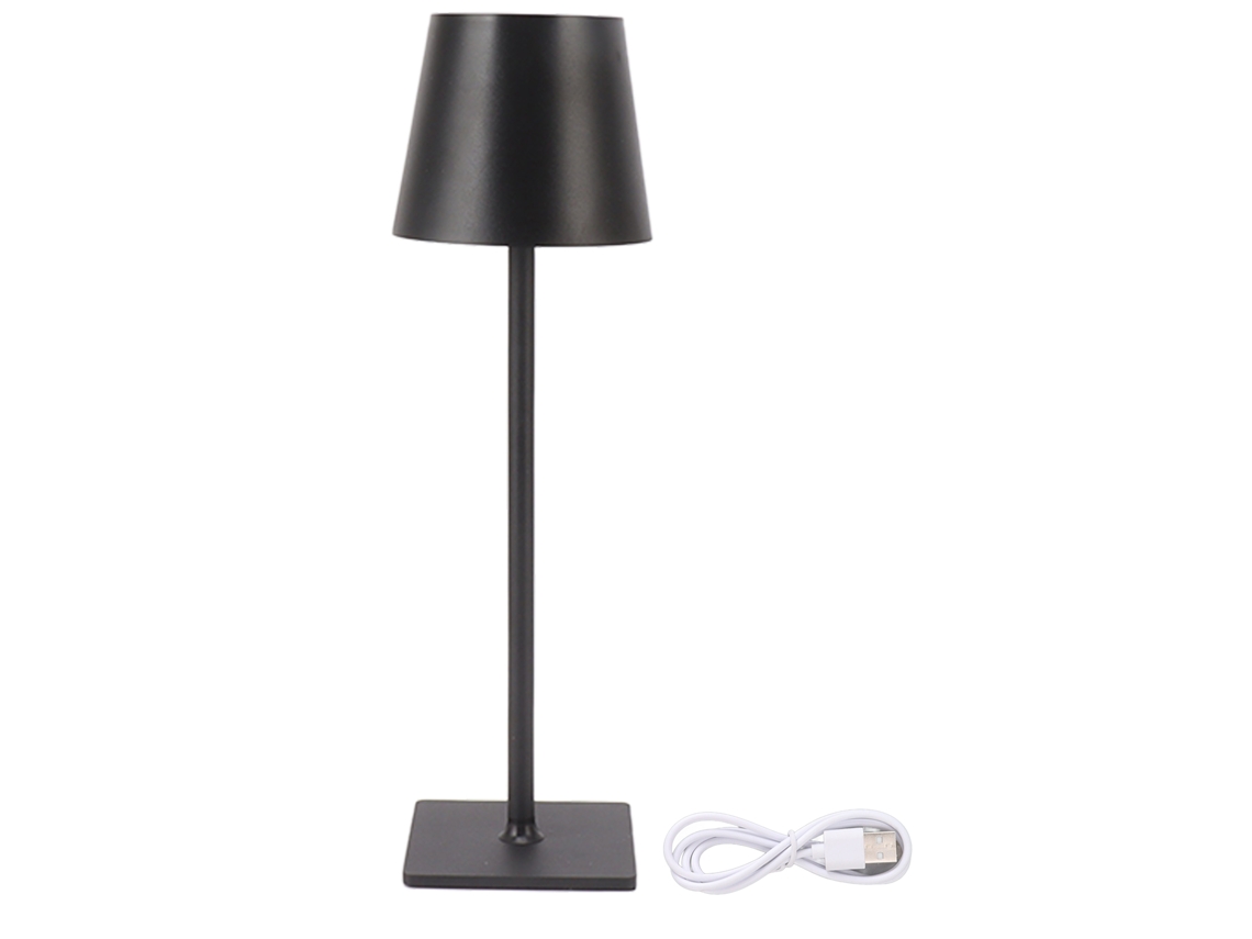 Lâmpada de Mesa Sem Fio Recarregável Led Toque Luz Noturna Minimalista para Acampamento Café Restaurante Preta