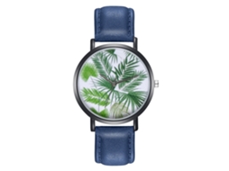 Relógio feminino de couro elegante azul Zlf0215-h, modelo simples, com mecanismo de quartzo.
