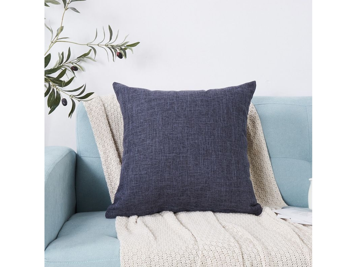 2026 fundas de Almohadas Decorativas de Lino 2 Unidades 45x45 Cm Azul Oscuro para Sofá Sala de Estar