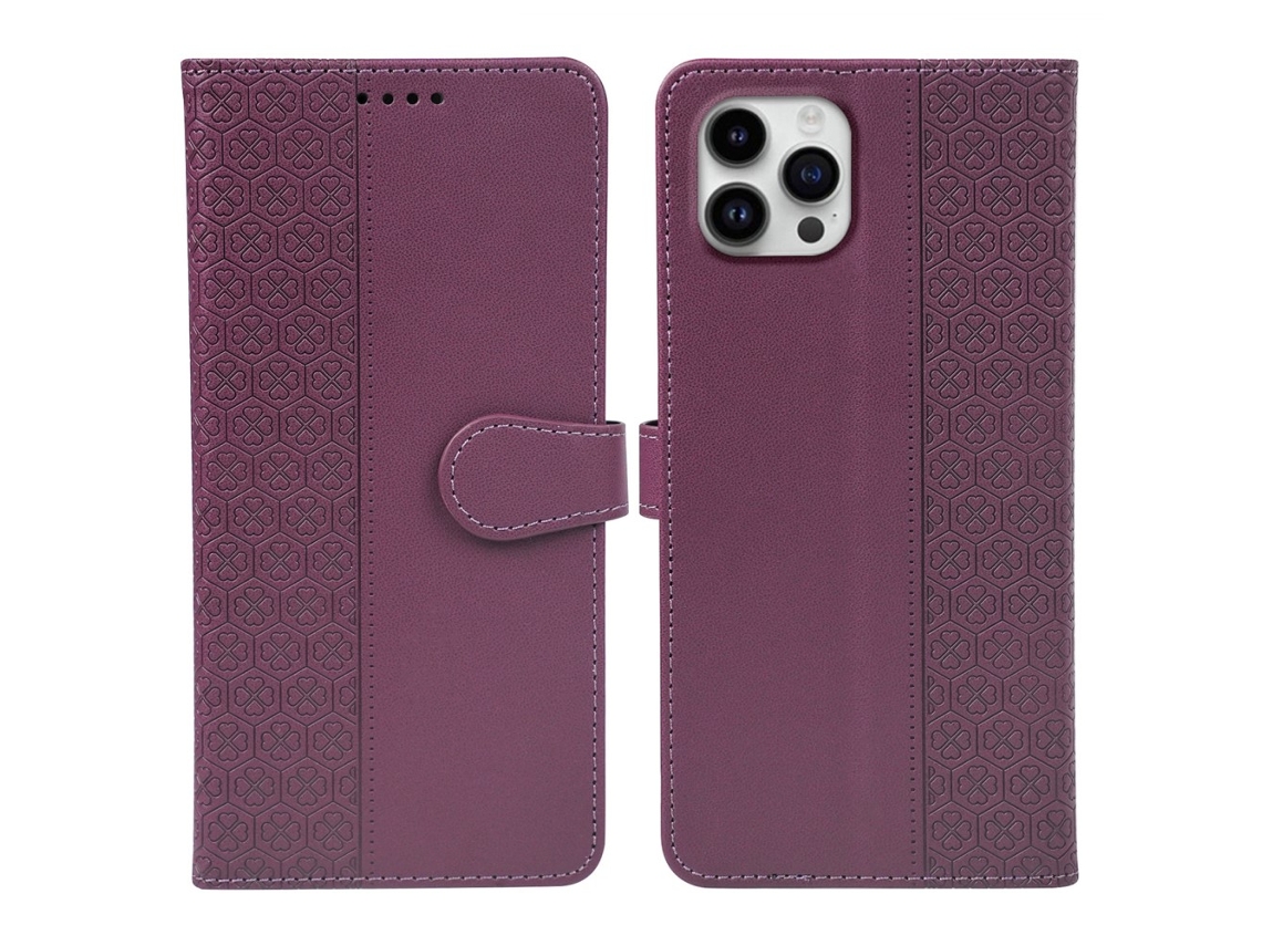 Capa Em Couro Pu Magnético Para Apple Iphone 16 Pro - Roxo Escuro