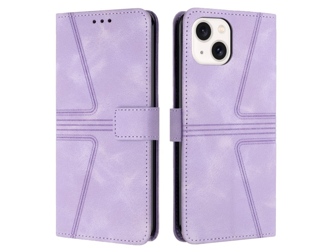 Capa De Couro Para Iphone 15 Plus - Triangular - Cor Sólida