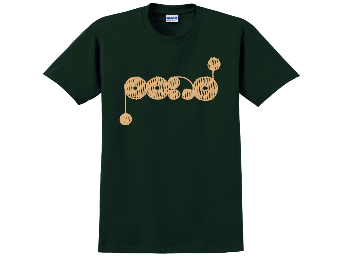 Camiseta preta com logo amarelo Pond, modelo Rockstone, unissex, para adultos, mais vendida, tamanho M.