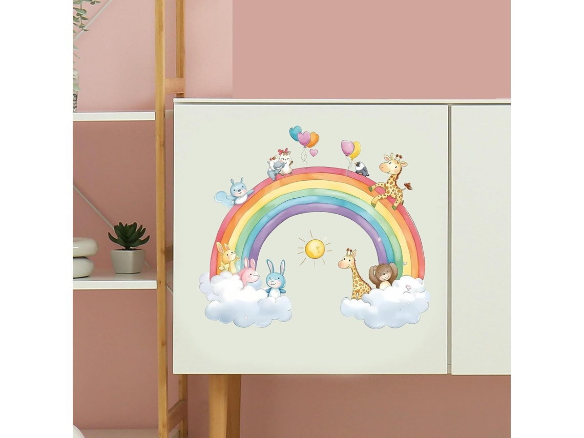 Jm Life Bande Dessinée Girafe Lapin Enfants Chambre Decoração Adesivos Muraux (lote De 2)